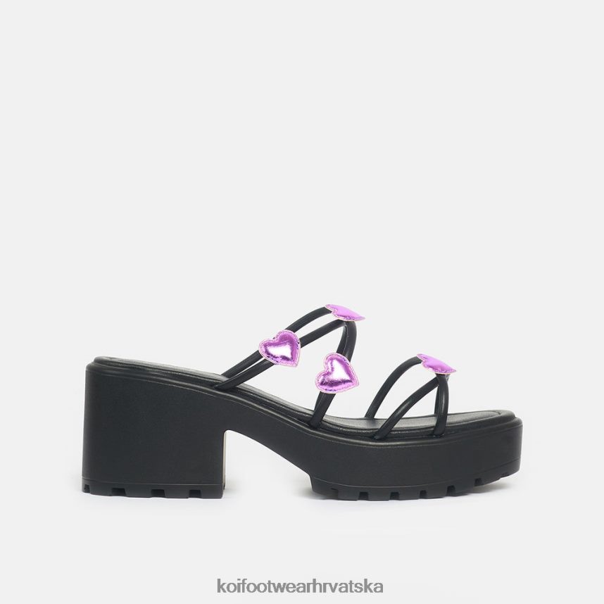 sandala | BN2484148 KOI footwear žene blooming hearts strappy sliders crno