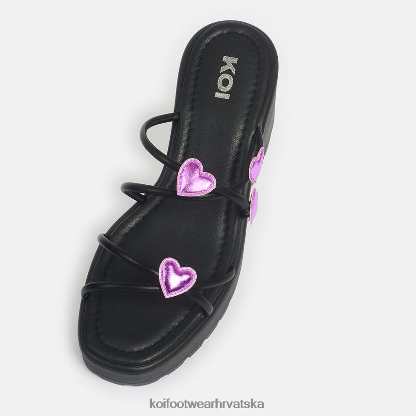 sandala | BN2484148 KOI footwear žene blooming hearts strappy sliders crno