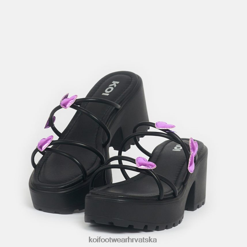 sandala | BN2484148 KOI footwear žene blooming hearts strappy sliders crno