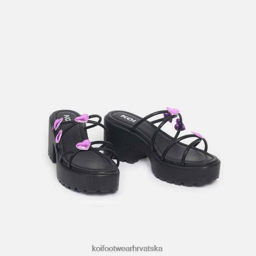 sandala | BN2484148 KOI footwear žene blooming hearts strappy sliders crno